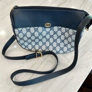 Gucci Blue and Gray Shoulder Bag with Monogram
